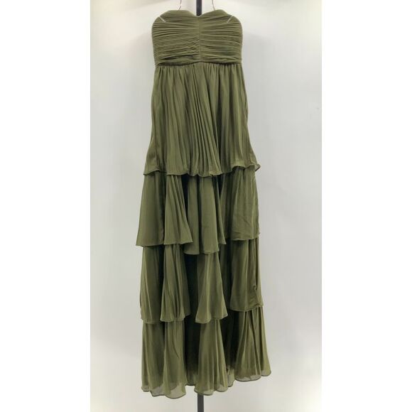 Lulu's Olive Green Strapless Tiered Maxi Dress - Picture 2 of 3
